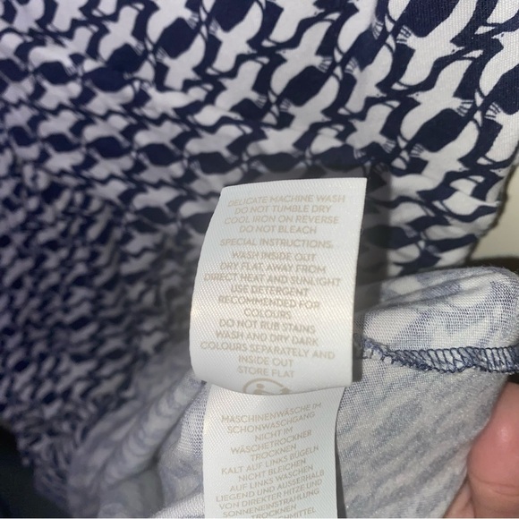 Boden Navy and White Dove Print Size 6R Midi Soft Short Sleeve Dress - Picture 7 of 8